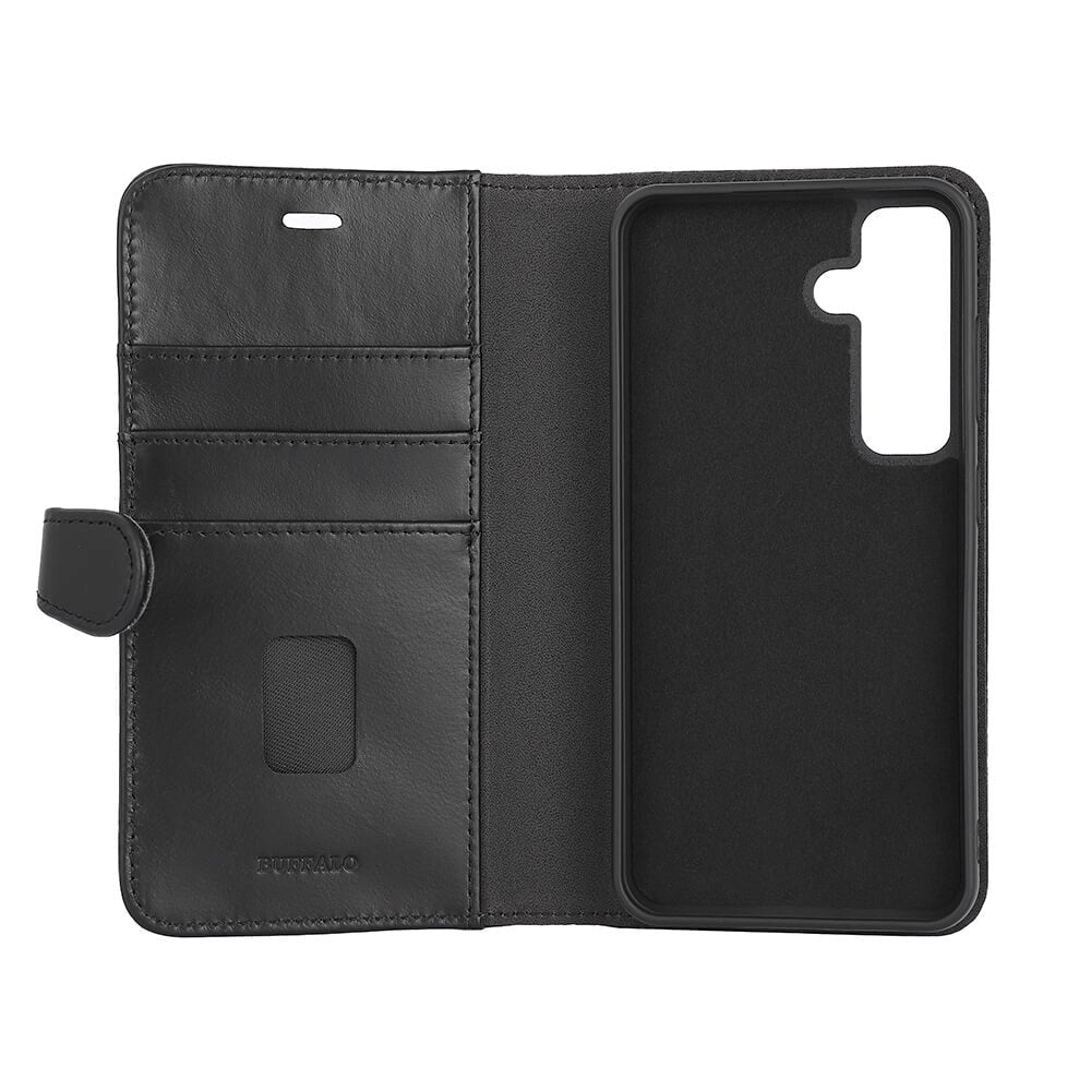 Samsung Galaxy S24 Buffalo 2-in-1 Wallet Ægte Læder Magnet Cover m. Pung - Sort