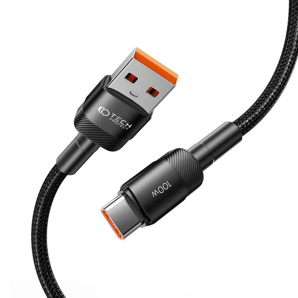 Tech-Protect Ultraboost Evo 100W/5A USB-A til USB-C Kabel 50cm - Sort