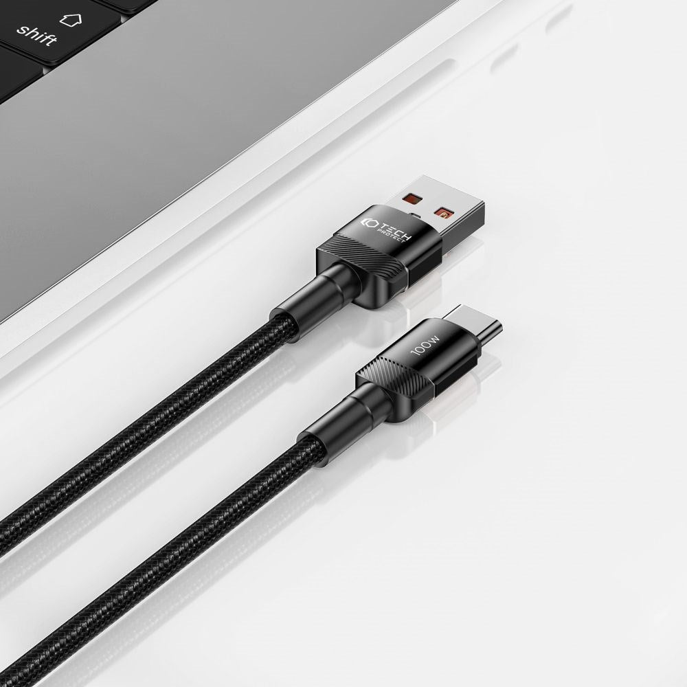 Tech-Protect Ultraboost Evo 100W/5A USB-A til USB-C Kabel 1m - Sort