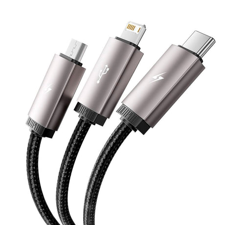 Tech-Protect Ultraboost 3-i-1 3.5A Kabel m. Lightning / USB-C / Micro-USB - 1 m. - Grå