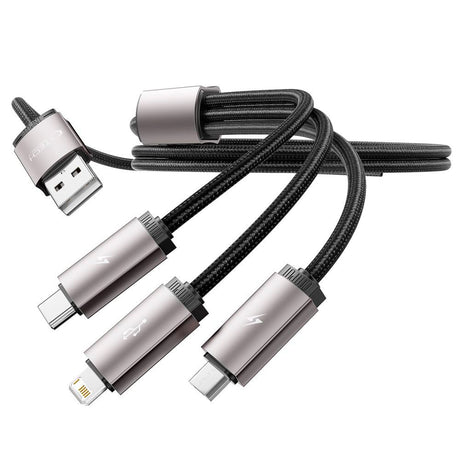Tech-Protect Ultraboost 3-i-1 3.5A Kabel m. Lightning / USB-C / Micro-USB - 1 m. - Grå