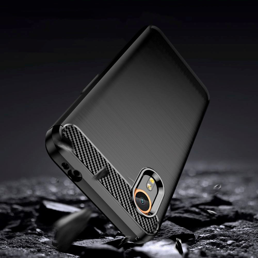 Samsung Galaxy Xcover 7 Tech-Protect Fleksibelt Plastik Carbon Cover - Sort