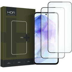 Samsung Galaxy A35 (5G) / A55 (5G) Hofi Glass Pro+ Hærdet Glas Skærmbeskyttelse - Case Friendly - 2-Pak - Sort Kant