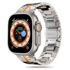 Apple Watch (42/44/SE/45/46/49mm) Tech-Protect Stainless Line Stål Rem - Titanium / Orange