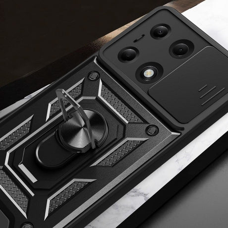 Xiaomi Redmi Note 13 Pro (5G) / Poco X6 Tech-Protect Camshield m. Magnetisk Fingerring & Ståfunktion - Sort