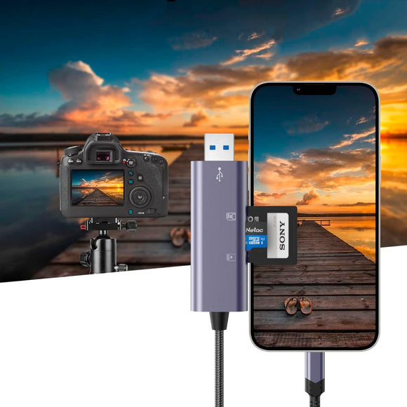 Tech-Protect Ultraboost SD-Kort Adapter m. Lightning / USB-A - Hukommelseskortlæser - Grå