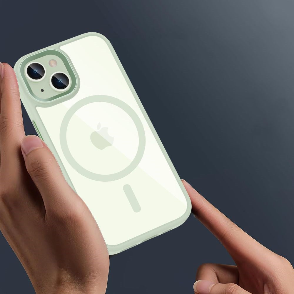 iPhone 15 Tech-Protect Magmat Cover - MagSafe Kompatibel - Gennemsigtig / Grøn