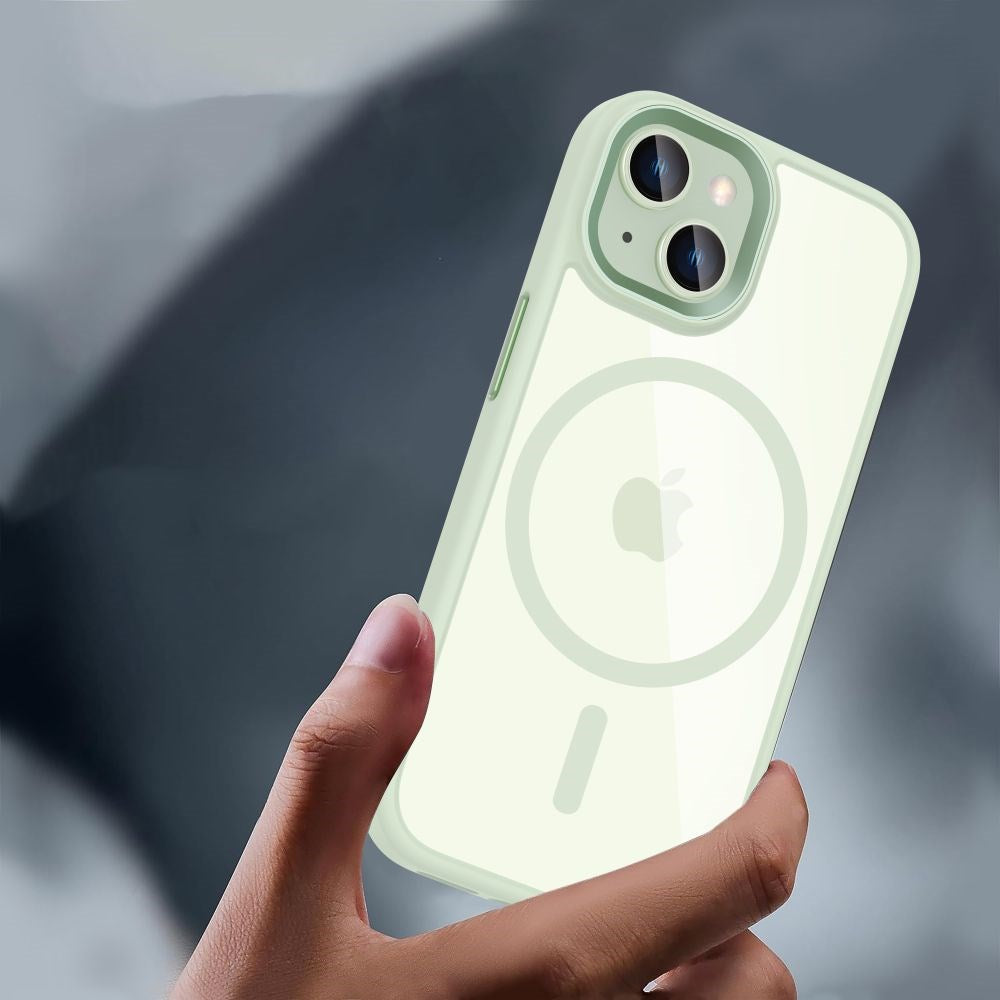 iPhone 15 Tech-Protect Magmat Cover - MagSafe Kompatibel - Gennemsigtig / Grøn