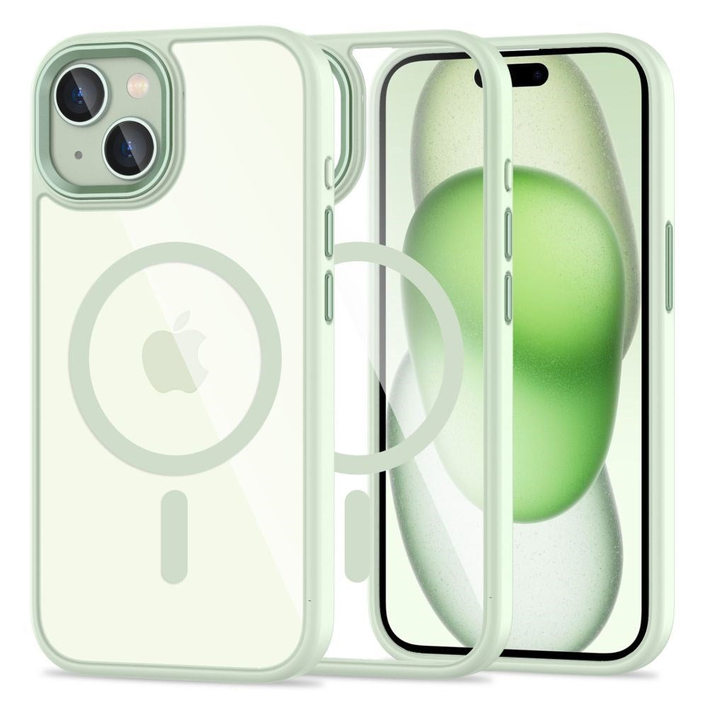 iPhone 15 Tech-Protect Magmat Cover - MagSafe Kompatibel - Gennemsigtig / Grøn