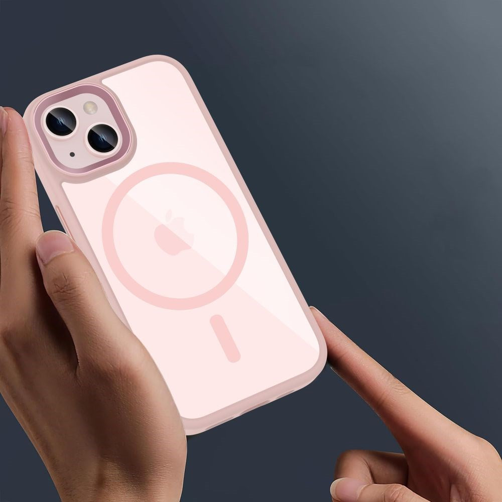iPhone 15 Tech-Protect Magmat Cover - MagSafe Kompatibel - Gennemsigtig / Lyserød
