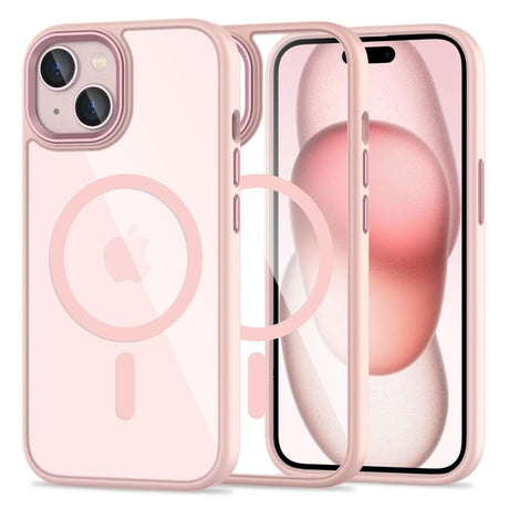 iPhone 15 Tech-Protect Magmat Cover - MagSafe Kompatibel - Gennemsigtig / Lyserød