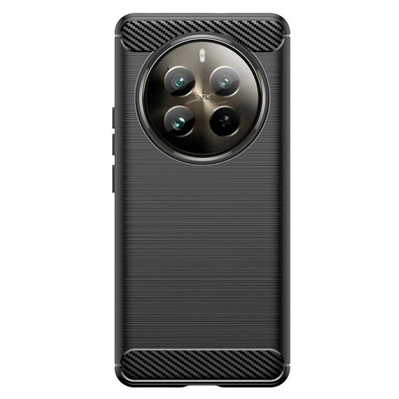 Realme 12 Pro (5G) / 12 Pro+ (5G) Tech-Protect Fleksibelt Plastik Carbon Cover - Sort