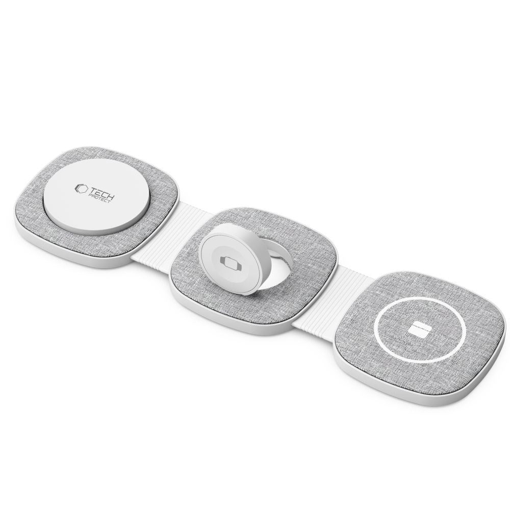 Tech-Protect A32 3-in-1 Trådløs Oplader 15W - MagSafe Kompatibel - Grå