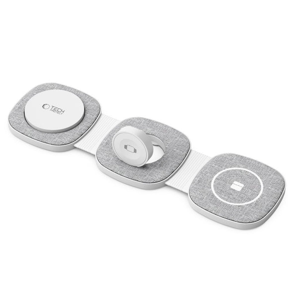 Tech-Protect A32 3-in-1 Trådløs Oplader 15W - MagSafe Kompatibel - Grå