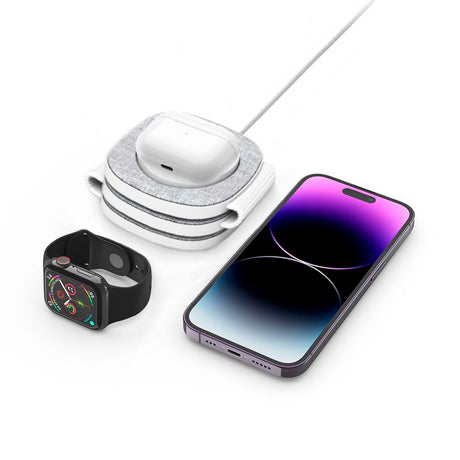 Tech-Protect A32 3-in-1 Trådløs Oplader 15W - MagSafe Kompatibel - Grå