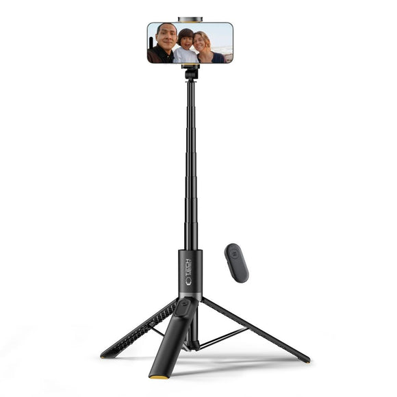 Tech-Protect L08S Kompakt Selfiestang m. Tripod & Bluetooth - Sort
