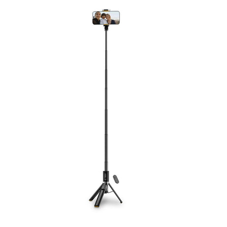 Tech-Protect L08S Kompakt Selfiestang m. Tripod & Bluetooth - Sort
