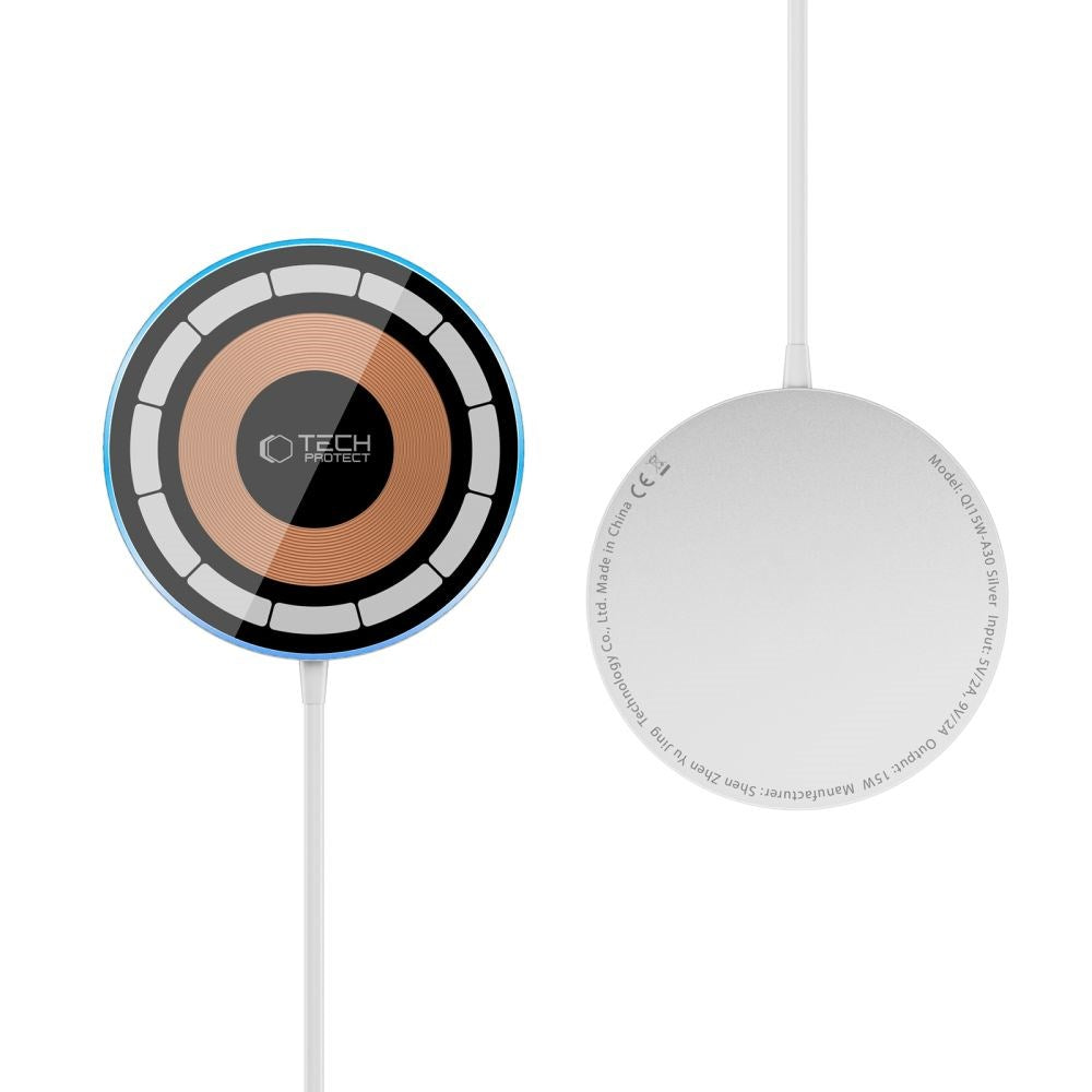 Tech-Protect QI-A30 Trådløs Oplader 15W - MagSafe Kompatibel - Hvid