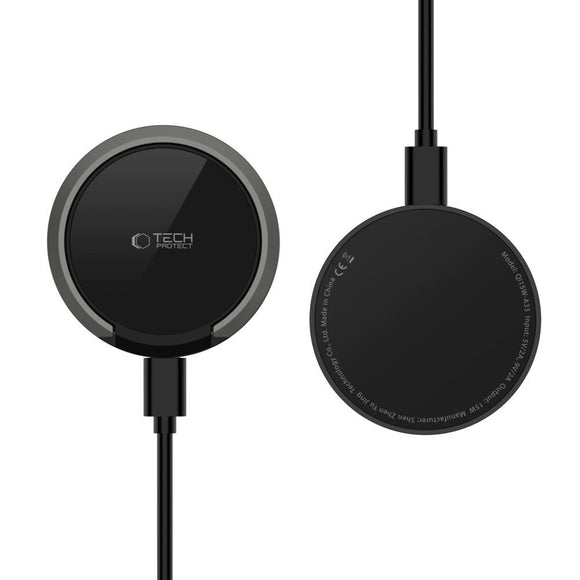 Tech-Protect A33 Trådløs Oplader 15W - MagSafe Kompatibel - Sort