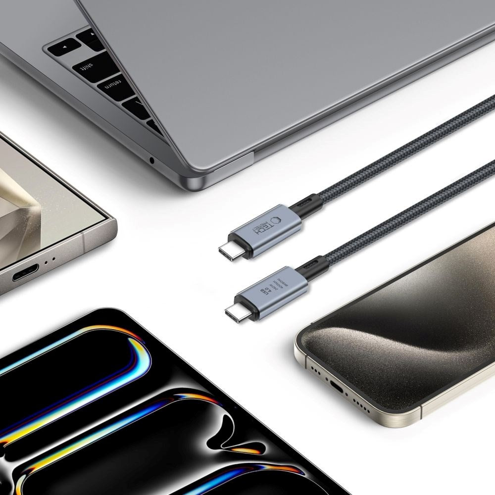Tech-Protect 8K Ultraboost 40GBPS / PD 240W USB-C til USB-C Kabel 1m - Sort