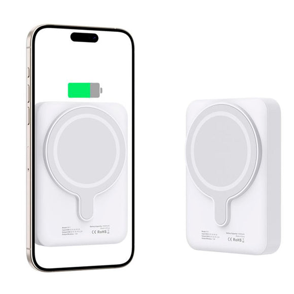 Tech-Protect LifeMag Trådløs & Magnetisk Powerbank 10000 mAh - MagSafe Kompatibel - Hvid
