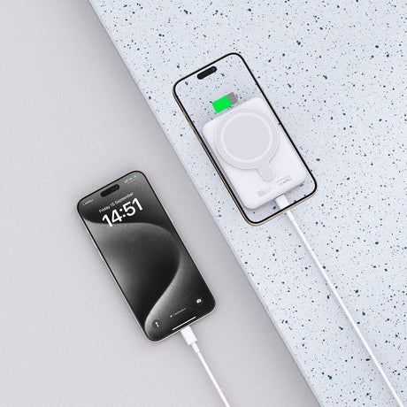 Tech-Protect LifeMag Trådløs & Magnetisk Powerbank 10000 mAh - MagSafe Kompatibel - Hvid