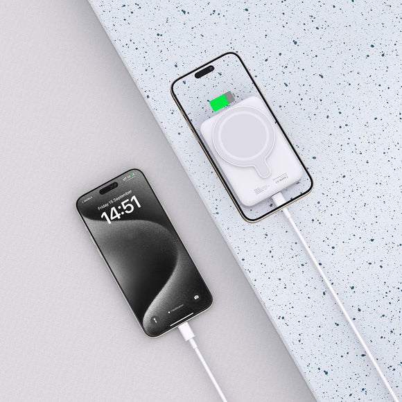 Tech-Protect LifeMag Trådløs & Magnetisk Powerbank 10000 mAh - MagSafe Kompatibel - Hvid
