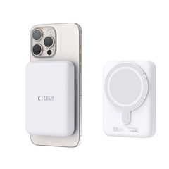 Tech-Protect LifeMag Trådløs & Magnetisk Powerbank 10000 mAh - MagSafe Kompatibel - Hvid