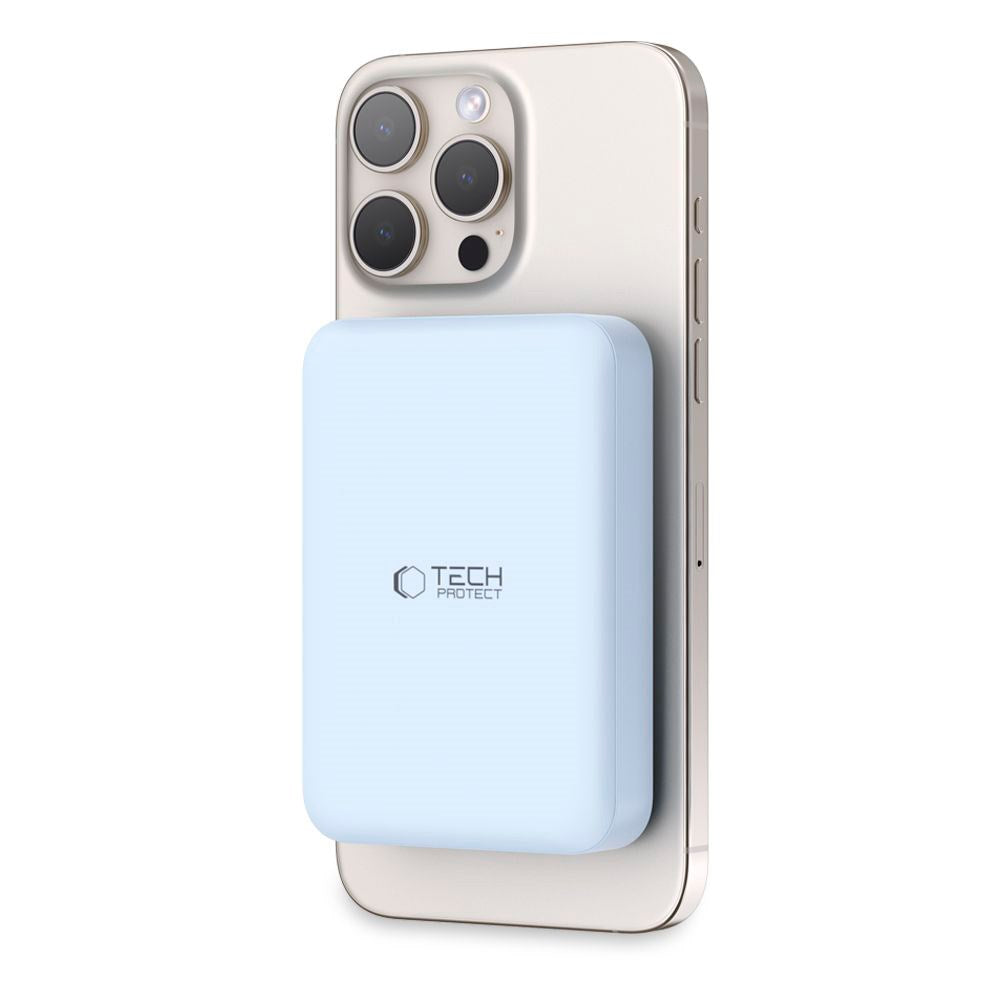 Tech-Protect LifeMag Trådløs & Magnetisk Powerbank 10000 mAh - MagSafe Kompatibel - Blå