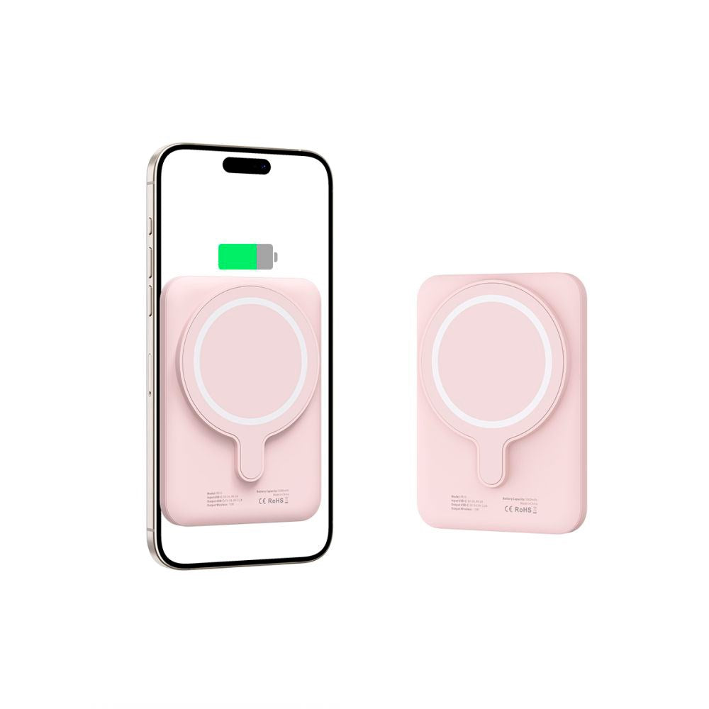 Tech-Protect LifeMag Trådløs & Magnetisk Powerbank 5000 mAh - MagSafe Kompatibel - Lyserød