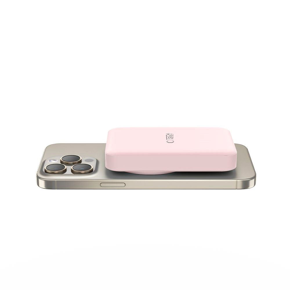 Tech-Protect LifeMag Trådløs & Magnetisk Powerbank 10000 mAh - MagSafe Kompatibel - Lyserød