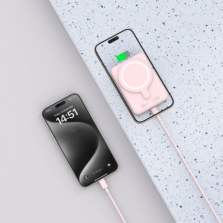 Tech-Protect LifeMag Trådløs & Magnetisk Powerbank 10000 mAh - MagSafe Kompatibel - Lyserød
