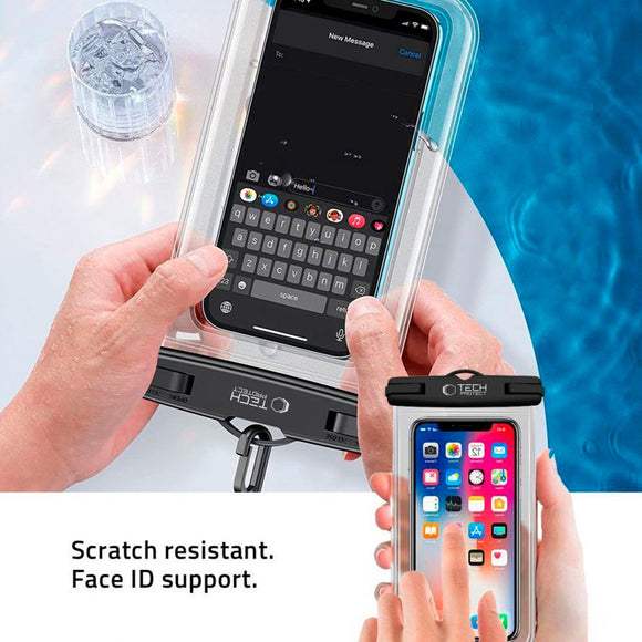 Tech-Protect Universal Vandtæt Case Etui - Sort / Gennemsigtig (Maks. Mobil: 175 x 100 mm)