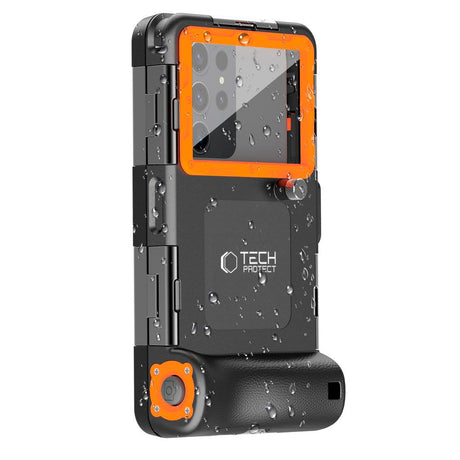 Tech-Protect IPX8 Universal Vandtæt Cover - Maks Størrelse 165 x 75 mm - Sort / Orange