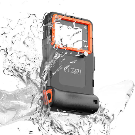 Tech-Protect IPX8 Universal Vandtæt Cover - Maks Størrelse 165 x 75 mm - Sort / Orange
