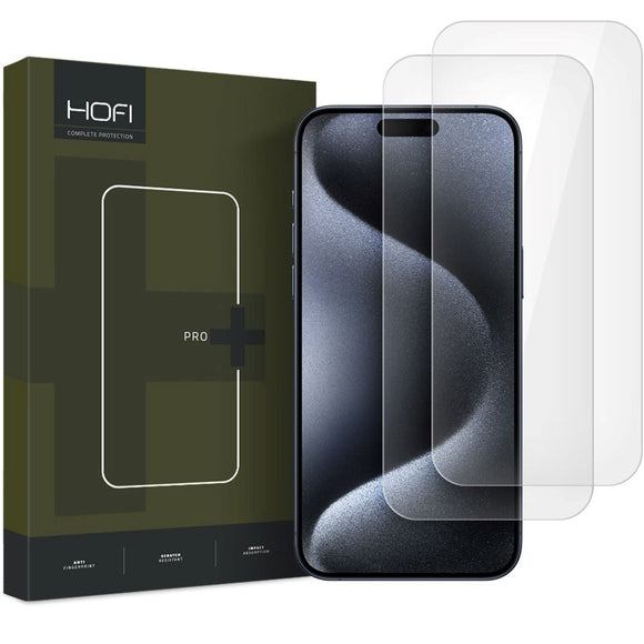 iPhone 17 Pro / 16 Pro Hofi Glass Pro+ Hærdet Glas Skærmbeskyttelse - 2 Stk. - Case Friendly - Gennemsigtig