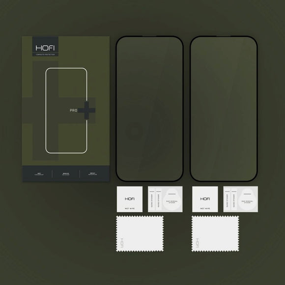 iPhone 17 Pro / 16 Pro Hofi Glass Pro+ Hærdet Glas Skærmbeskyttelse - Case Friendly - 2-Pak - Sort Kant