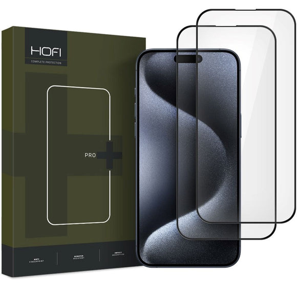 iPhone 17 Pro / 16 Pro Hofi Glass Pro+ Hærdet Glas Skærmbeskyttelse - Case Friendly - 2-Pak - Sort Kant