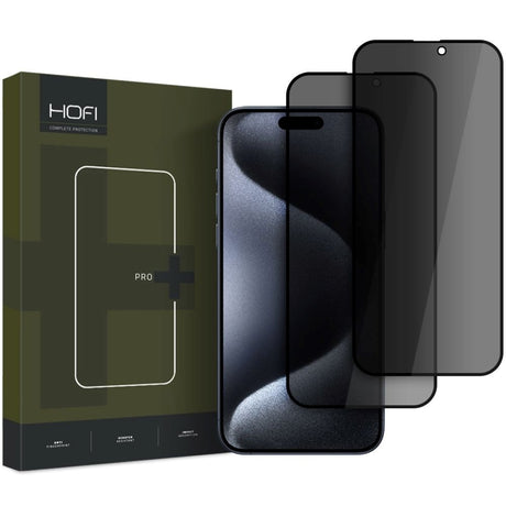 iPhone 17 Pro / 16 Pro Hofi Glass Pro+ Skærmbeskyttelse m. Privacy Funktion - Case Friendly - 2-Pak - Sort Kant