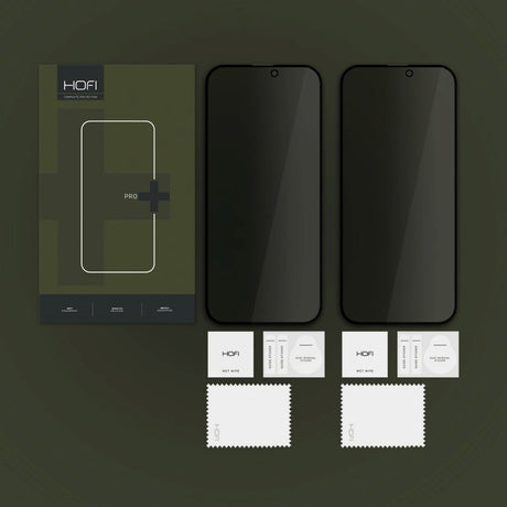 iPhone 17 Pro Max / 16 Pro Max Hofi Glass Pro+ Skærmbeskyttelse m. Privacy Funktion - Case Friendly - 2-Pak - Sort Kant
