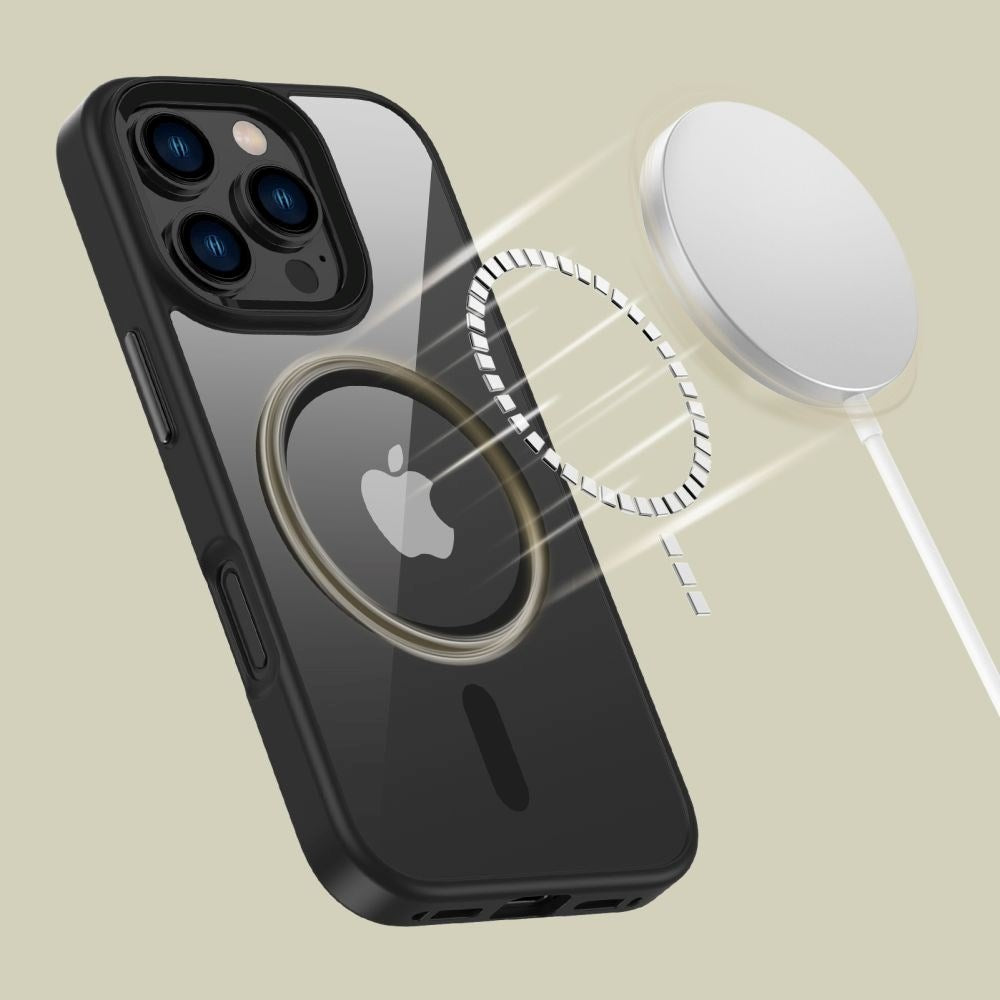 iPhone 16 Pro Tech-Protect MagMat Cover - MagSafe Kompatibel - Gennemsigtig / Sort
