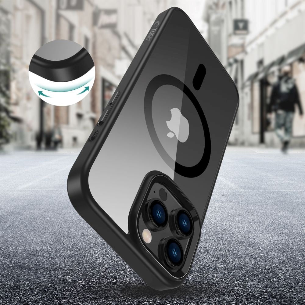 iPhone 16 Pro Max Tech-Protect MagMat Cover - MagSafe Kompatibel - Gennemsigtig / Sort