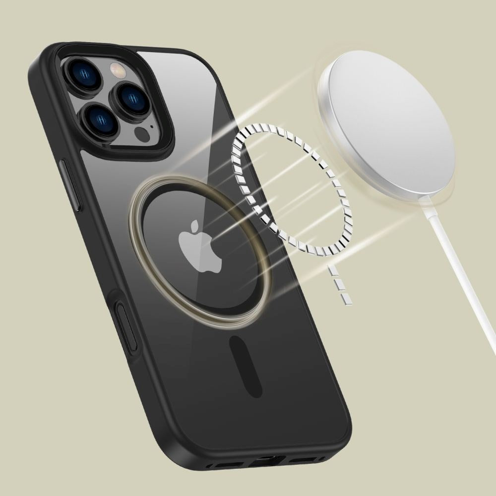 iPhone 16 Pro Max Tech-Protect MagMat Cover - MagSafe Kompatibel - Gennemsigtig / Sort