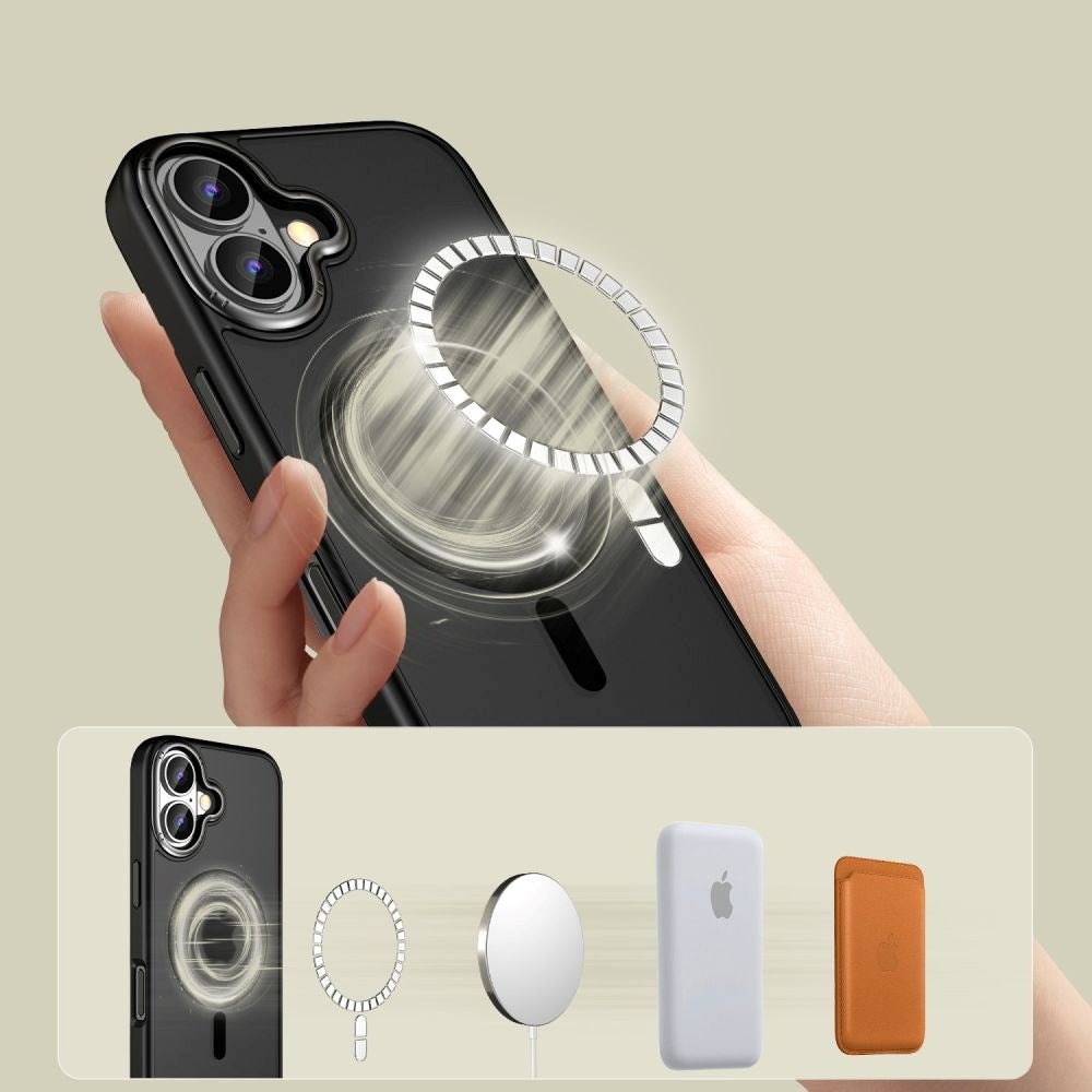 iPhone 16 Tech-Protect MagEdge Hybrid Cover - MagSafe Kompatibel - Gennemsigtig / Mat Sort