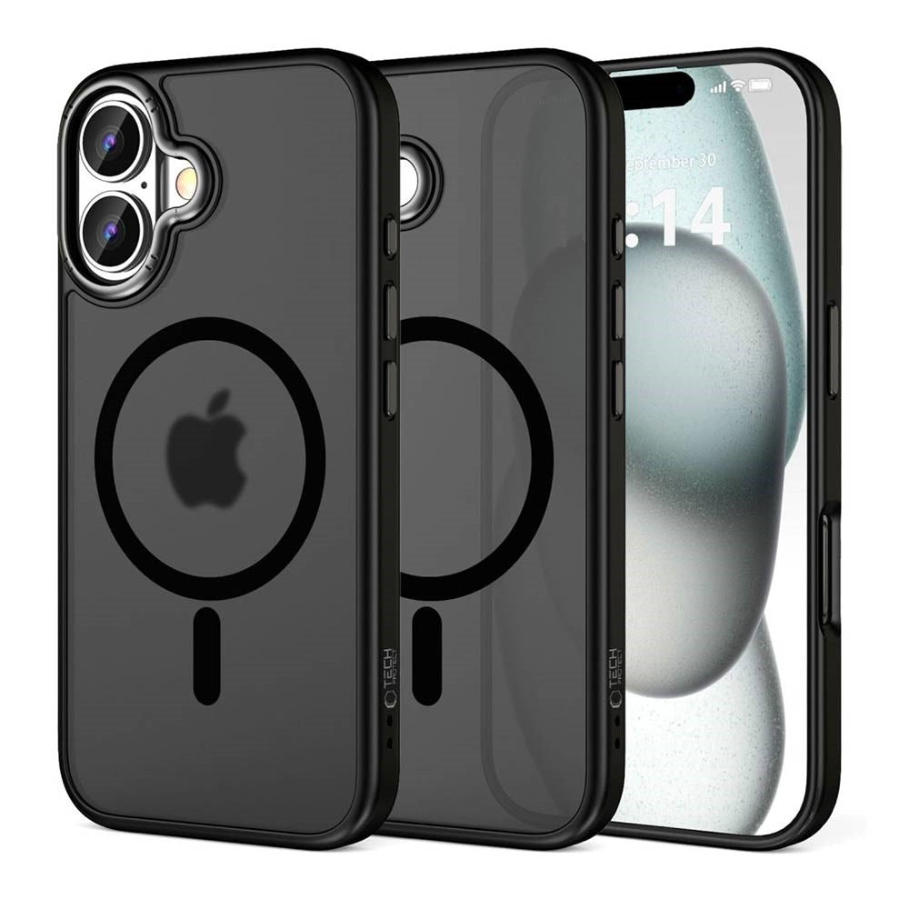 iPhone 16 Tech-Protect MagEdge Hybrid Cover - MagSafe Kompatibel - Gennemsigtig / Mat Sort