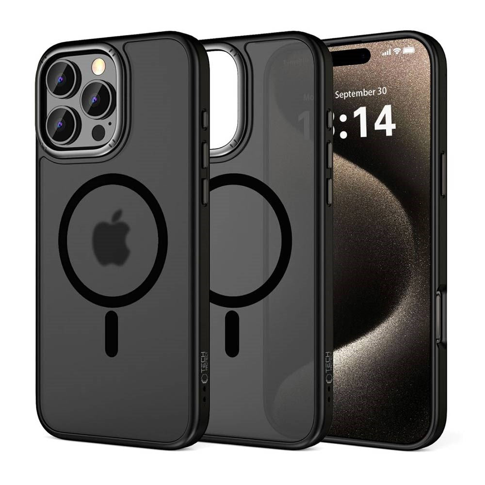 iPhone 16 Pro Tech-Protect MagEdge Hybrid Cover - MagSafe Kompatibel - Gennemsigtig / Mat Sort