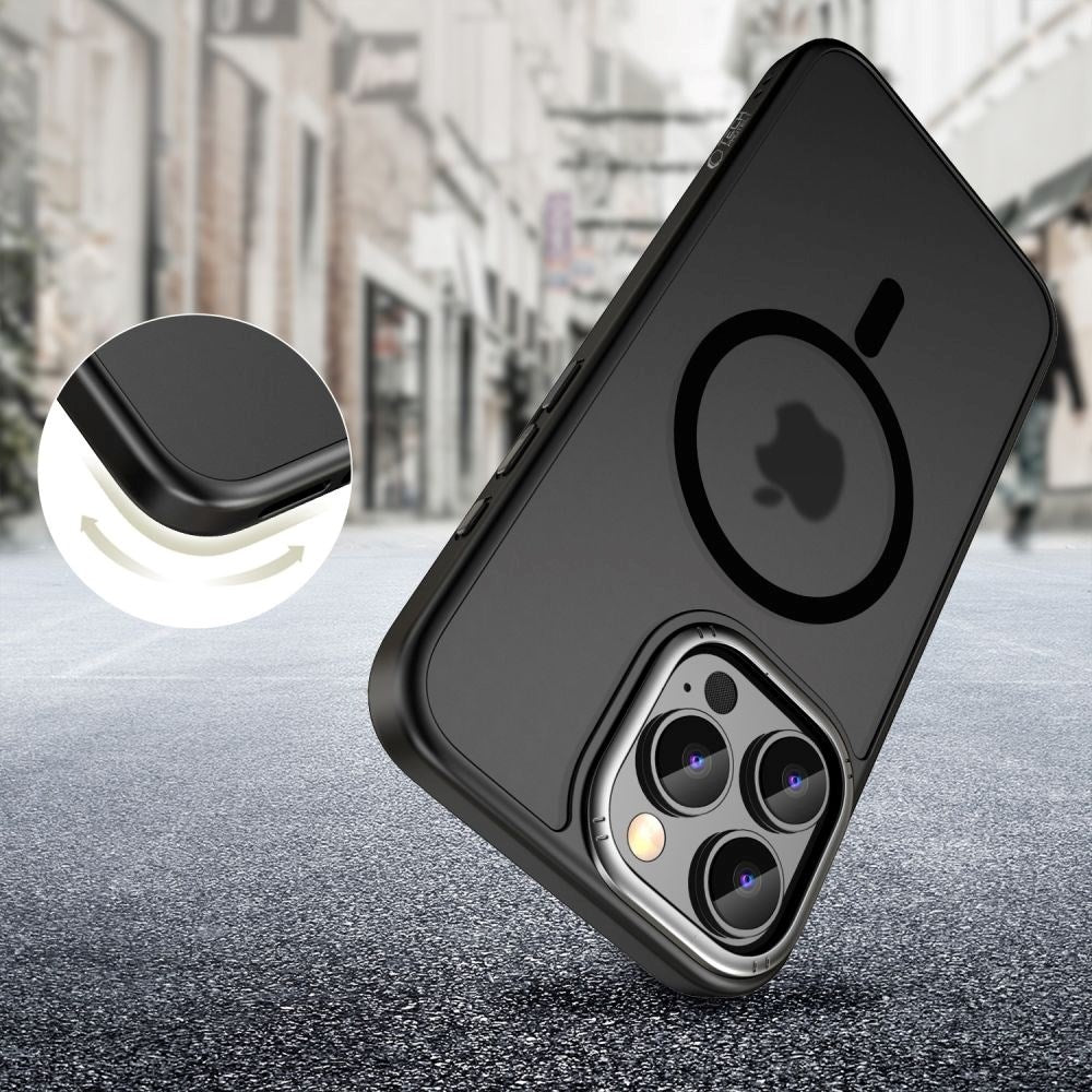 iPhone 16 Pro Max Tech-Protect MagEdge Hybrid Cover - MagSafe Kompatibel - Gennemsigtig / Mat Sort
