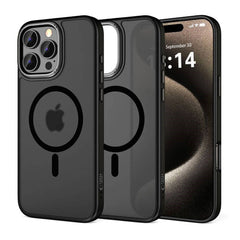 iPhone 16 Pro Max Tech-Protect MagEdge Hybrid Cover - MagSafe Kompatibel - Gennemsigtig / Mat Sort