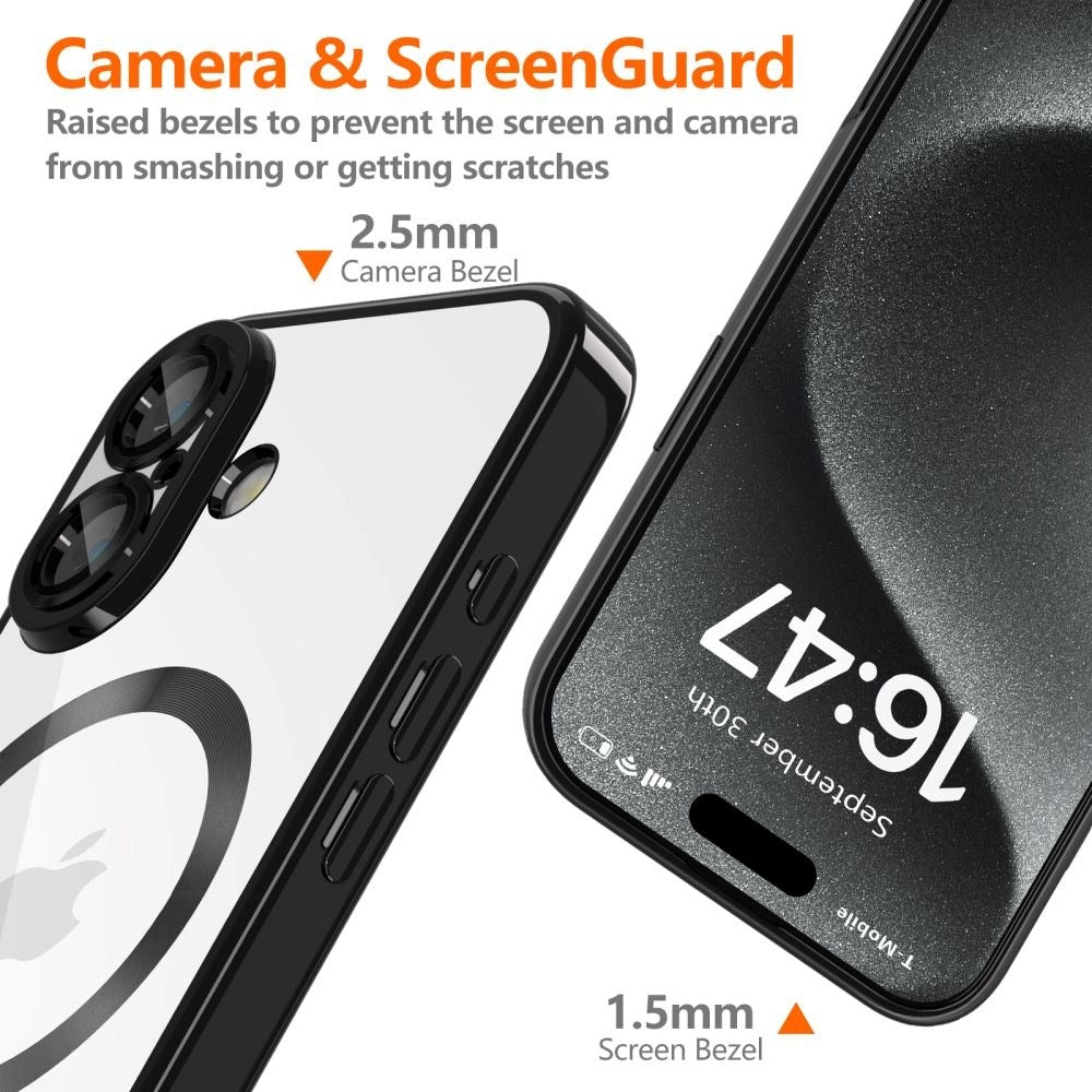 iPhone 16 Tech-Protect Magmat Cover - MagSafe Kompatibel - Gennemsigtig / Blank Sort