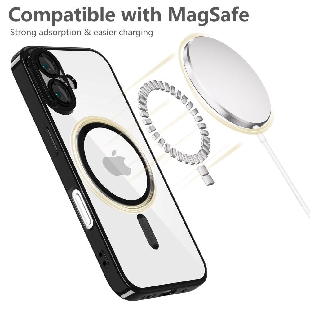 iPhone 16 Tech-Protect Magmat Cover - MagSafe Kompatibel - Gennemsigtig / Blank Sort